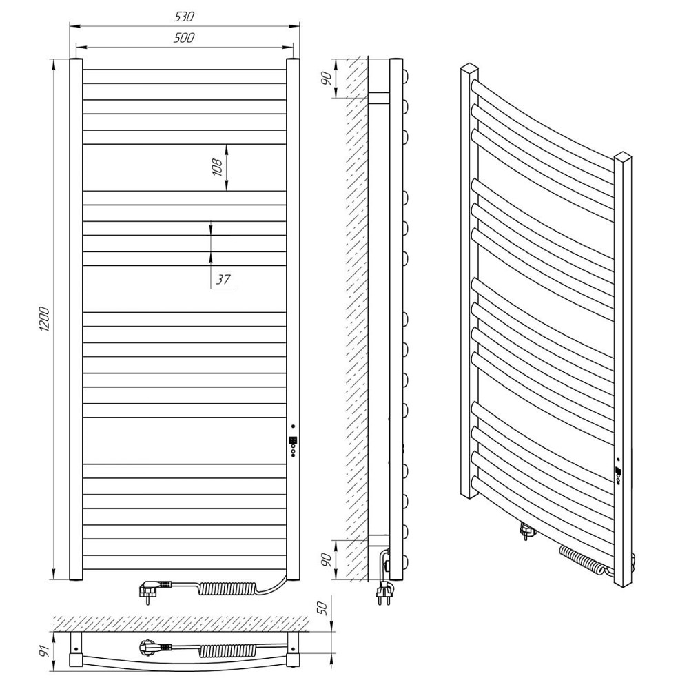 Електрична сушарка для рушників Laris Гранд П14 500Х1200 Е правое під'єднання. Київ - фото 6