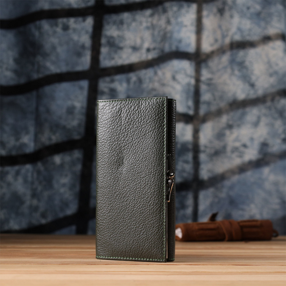 Стильний гаманець для жінок з монетницею із натуральної шкіри ST Leather 23106 Зелений Київ - фото 2