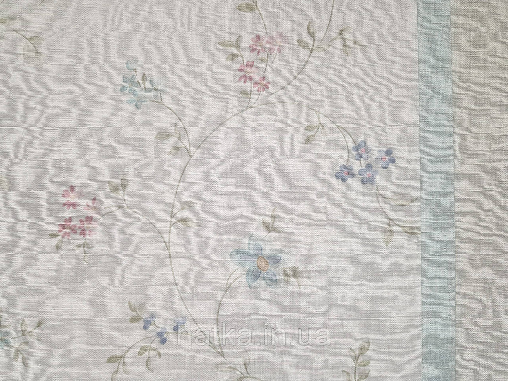 Шпалери вінілові на флізеліні A.S.Creation Maison charme 0.53x10 прованс квіти листя рожеві блакитні зелені Київ - фото 3