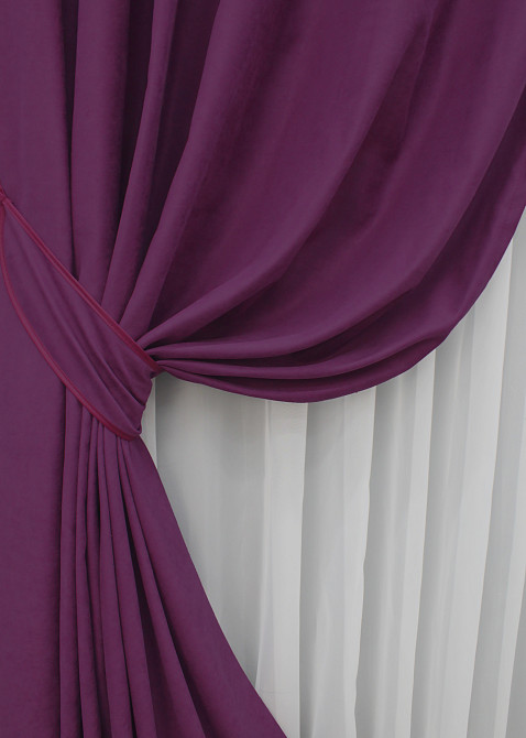 Комплект готових штор VR-Textil Нубук однотонний № 1513ш Фуксія 150х290 см 2 шт (33-0372) Київ - фото 5