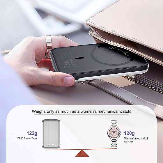 УМБ Choetech Magnetic Wireless 5000mAh 10W, USB-A,USB-C In/Out B655 mini silver Вінниця