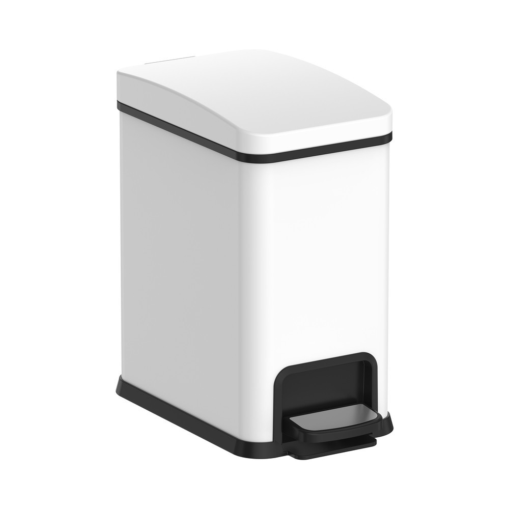 Відро для сміття з плавним закриванням прямокутне Koer TC-010108-08 8 л колір білий антипалець (KR5592) Чернівці - фото 1