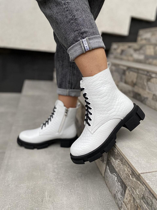 Черевики жіночі GREMMY білий дракон натуральна шкіра висота 13 см розмір 38 (4176) Коломия - фото 4