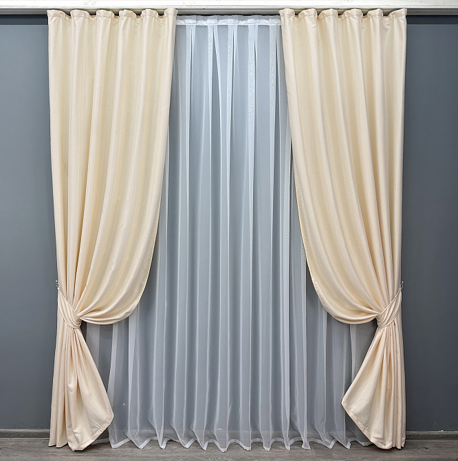 Комплект готових штор VR-Textil Жакард № 1735ш Кремовий 150х270 см 2 шт (33-0703) Київ - фото 2