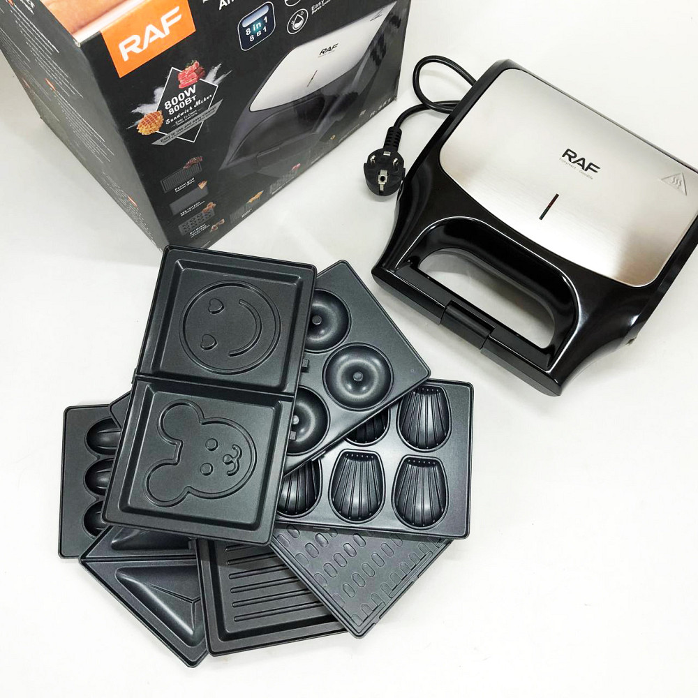Сендвічниці бутербродниці RAF R.551 850 Вт 8 в 1, Мультимейкер бутербродниця вафлі гриль пончики ED-19 Івано-Франківськ - фото 7