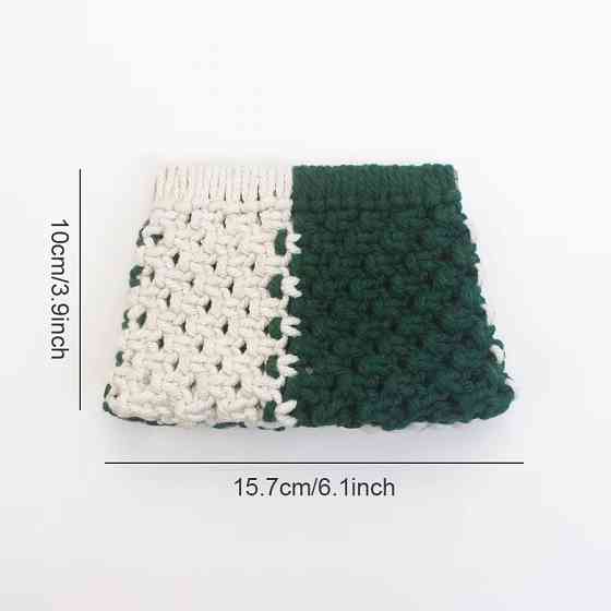 Набір макраме для рукоділля, для творчості та в'язання своїми руками гаманця 15.7х10см колір зелений з білим Кам'янець-Подільський