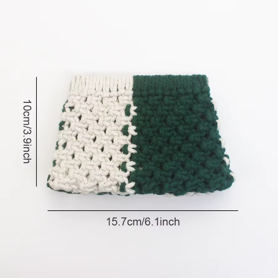 Набор макраме для рукоделия, для творчества и вязания своими руками кошелька  15.7х10см цвет зелёный с белым Каменец-Подольский - изображение 3