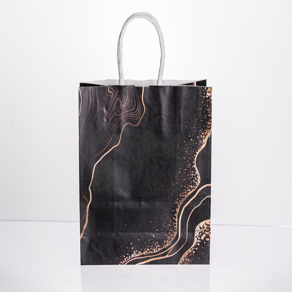 Набор подарочных пакетов из бумаги 12 (шт) картонные красивые пакеты для подарков 15×8×21 (см) Черный HP-10359-22B Киев - изображение 1