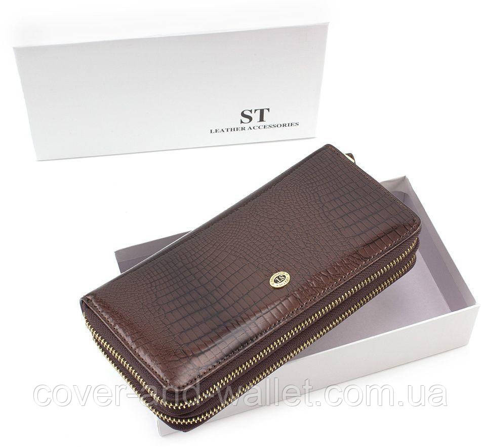 Черный лаковый женский кошелек на молнии из натуральной кожи ST S5001A Киев - изображение 8