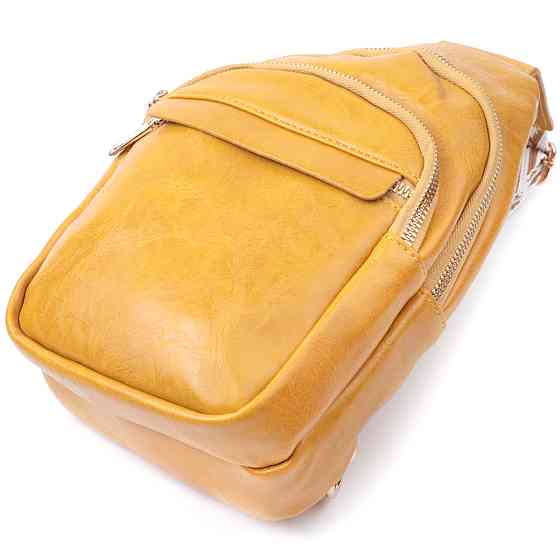 Яркая женская сумка с одной лямкой через плечо из гладкой экокожи Vintage 22769 Желтый Киев
