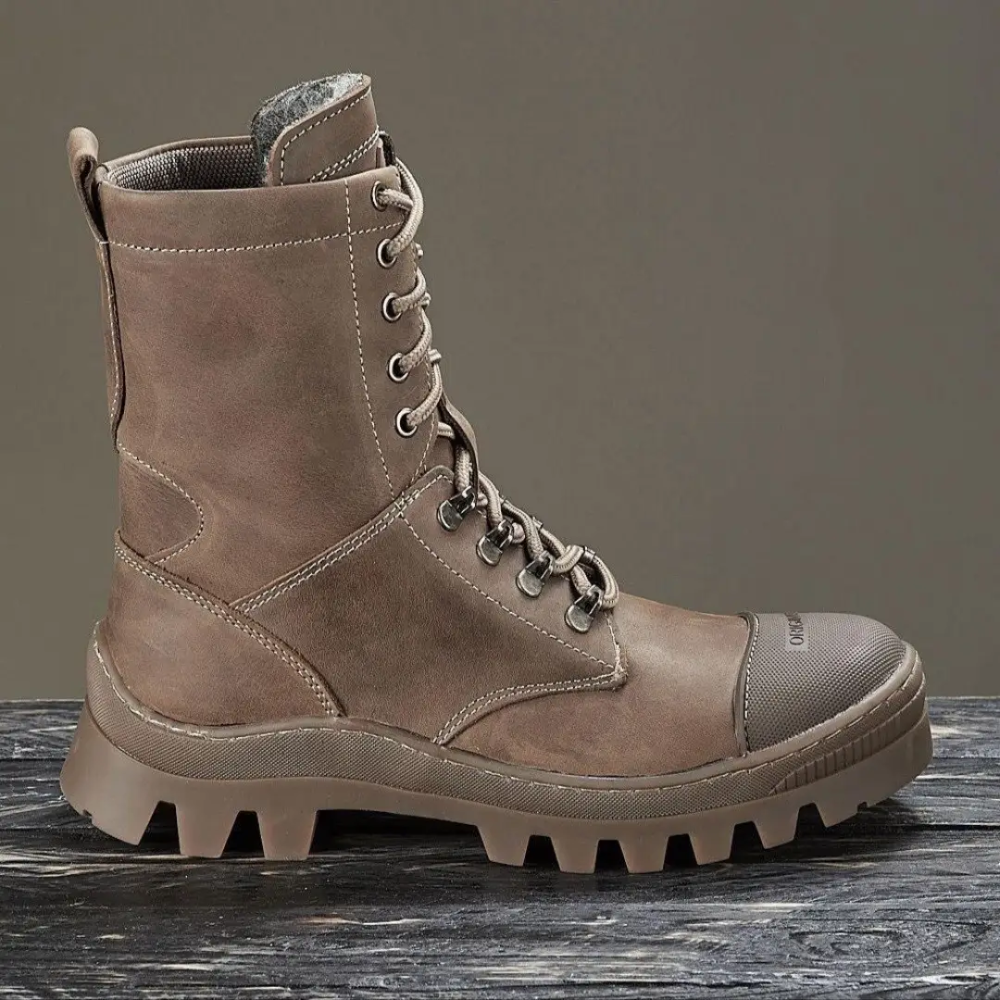 Військові зимові чоловічі берці кіборг коричневі до -20 шкіряні на хутрі прошиті і проклеєні WAR Львів - фото 6