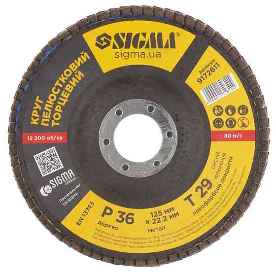 Круг лепестковый торцевой Т29 (конический) Ø125мм P36 SIGMA (9172611) Киев