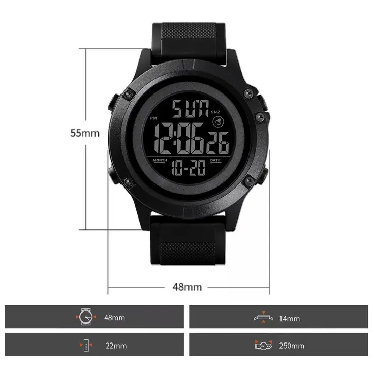 Чоловічий спортивний годинник Skmei 1508 (Чорний з чорним) Київ - фото 7