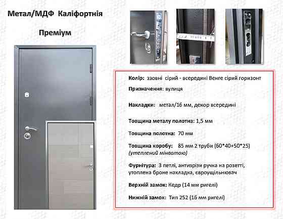 Двері вуличні Redfort, модель Каліфорнія, комплектація Преміум Метал/МДФ (2 контури) Київ