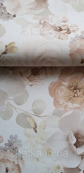Шпалери вінілові на флізеліні гарячого тиснення Sintra Atmosphere квіти троянди коричневі беж жовті білі 512210 Київ - фото 3