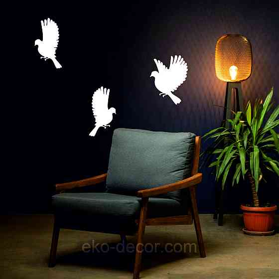 Декоративное настенное Панно «Птичка» Декор на стену(цена за 1шт) 20*15 см, Белый Киев