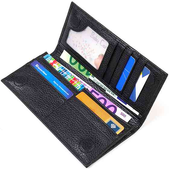 Фактурний чоловічий вертикальний гаманець з натуральної шкіри з тисненням CANPELLINI 21906 Чорний Київ