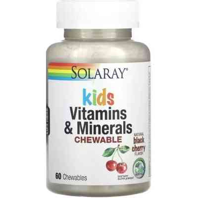 Вітамінно-мінеральний комплекс Solaray Вітаміни та мінерали для дітей, смак вишні, Kids Vitamins &amp; Mineral (SOR-04796) Вінниця