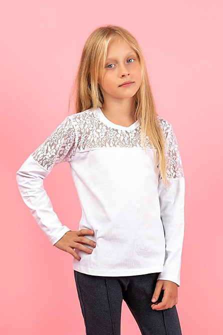 Блузка дитяча, біла топ Крохатушка одяг Київ - фото 2