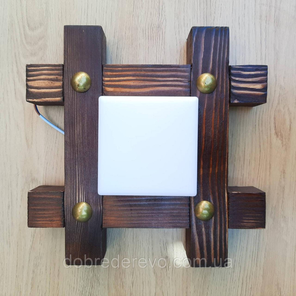 Люстра дерев'яна квадрат Led 22 см. Вижниця - фото 2