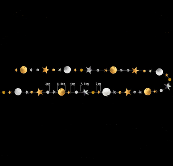 Гірлянда зірочки та кружки на нитці 4 м золотисто-сріблястий Київ
