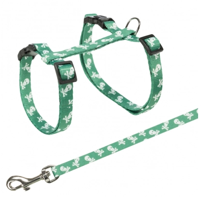 Trixie нейлонова шлея з повідцем для котів із черепами (41894) Київ