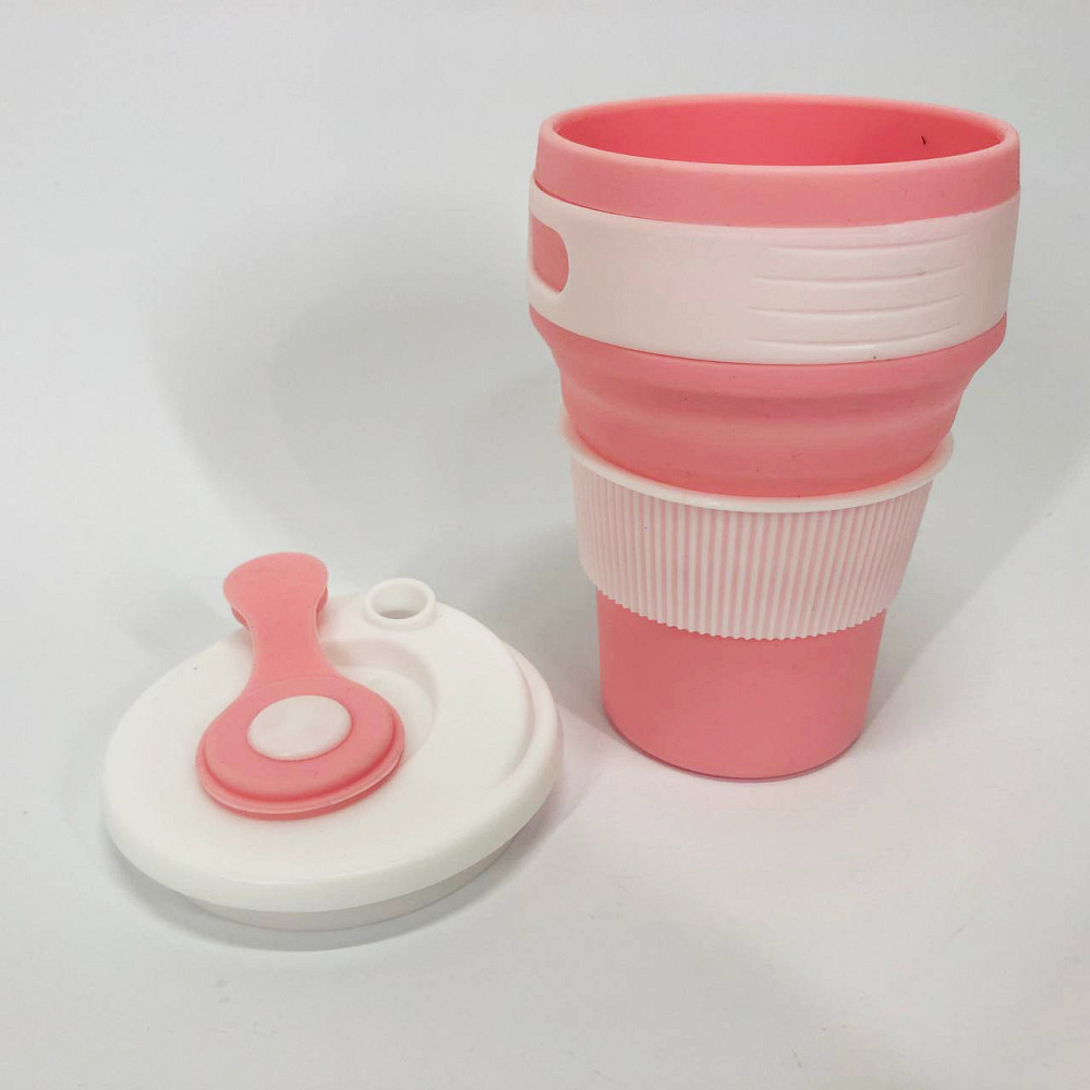 Силиконовая термо-чашка 350 мл, Многоразовая силиконовая чашка, Стакан раздвижной складной WM-59 Львов - изображение 3