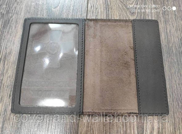 Коричнева шкіряна обкладинка на військовий квиток ВСУ Київ - фото 2