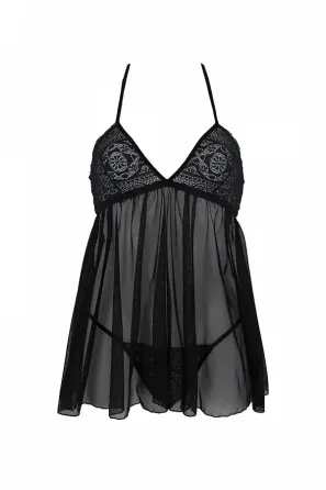 Пеньюар Passion KERRIA CHEMISE black S/M - ECO Passion Львов