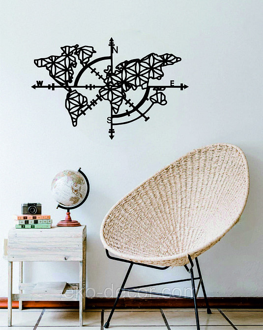 Декоративне настінне 3D Панно «Карта Компас», Декор на стіну з об'ємом Київ - фото 6