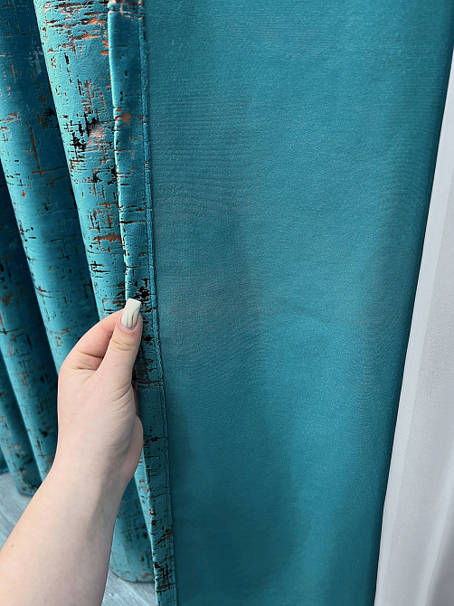 Комплект готових штор VR-Textil Оксамит (бархат) Mirage № 2033ш Блакитний 200х275 см 2 шт (32-393) Київ - фото 6