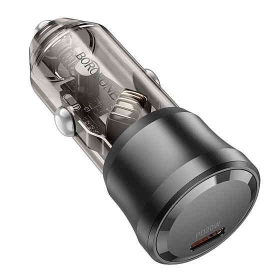 Автомобільний зарядний пристрій BOROFONE BZ24 Clever single port PD20W car charger Transparent Black (6941991106934) Киев
