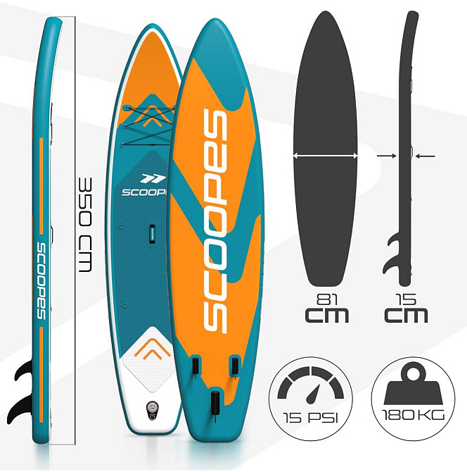 SUP-дошка 350 см надувна з веслом, сидінням, насосом і повним набором аксесуарів Scoopes (Velo 350) Нововолинськ - фото 2