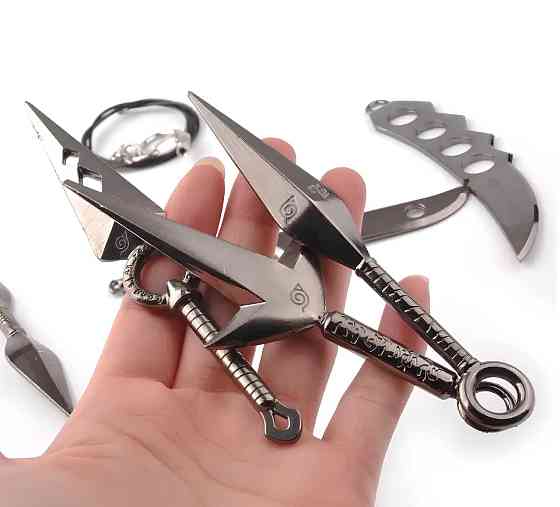 Комплект іграшкових кунаї шинобі Наруто Узумаки RESTEQ — металеві кинджали, сюрікен, амулет і коробка Київ