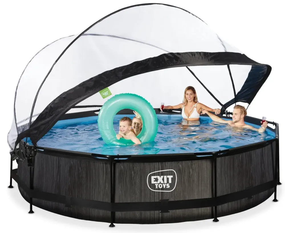 Бассейн EXIT круглый с куполом 360 х 76 см в цвете Black Wood Київ - фото 2