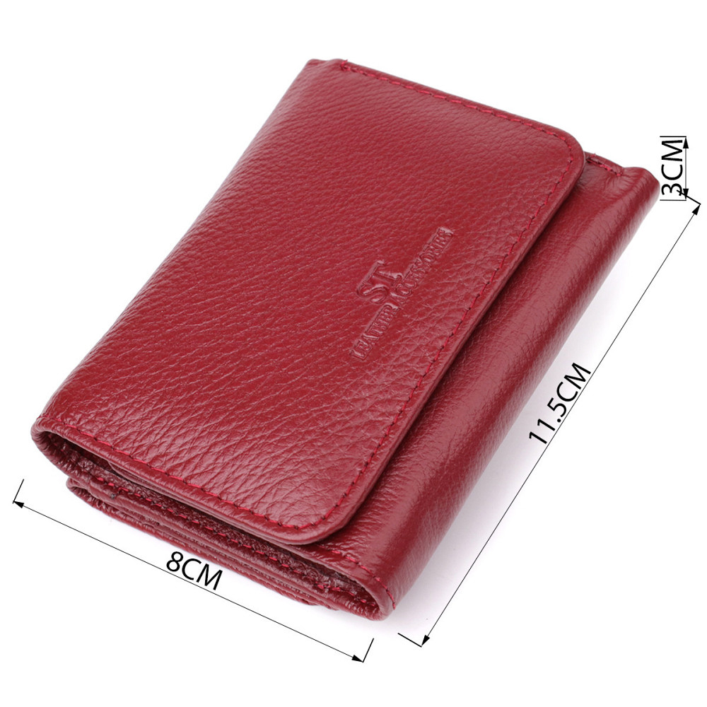 Компактный кошелек удобного формата из натуральной кожи Бордовый (ST Leather) Киев - изображение 7