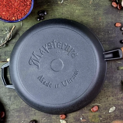 Сковорідка для млинців d24*2,5см з дерев'яною ручкою чавунна Т301 Майстерня Житомир