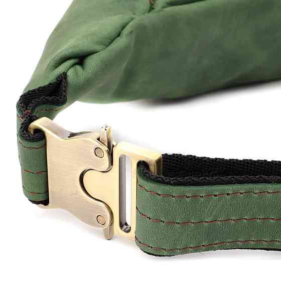 Стильная мужская бананка отменного качества из винтажной натуральной кожи Shvigel 23142 Зеленый Киев