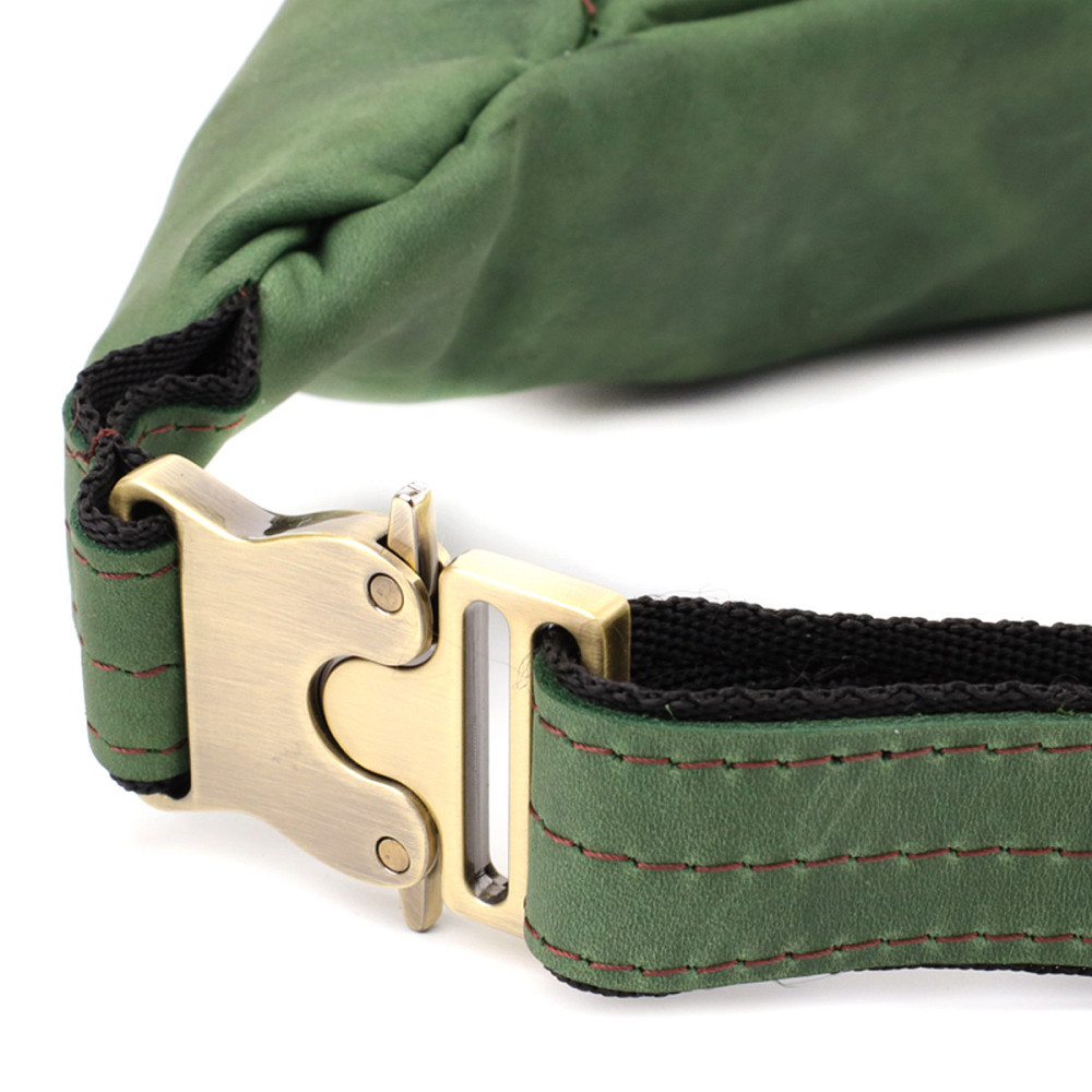 Стильная мужская бананка отменного качества из винтажной натуральной кожи Shvigel 23142 Зеленый Киев - изображение 5