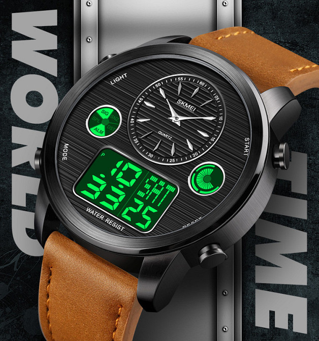 Чоловічий спортивний годинник Skmei 1653 (Коричневі з чорним) Вінниця - фото 8