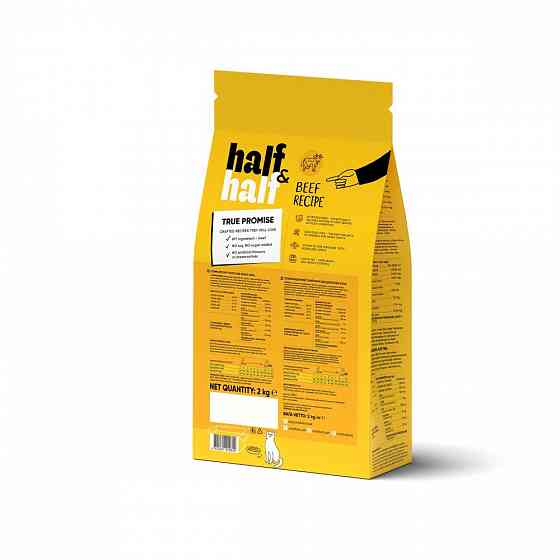 Сухой корм Half&Half для взрослых кошек, с говядиной, 2 кг Винница