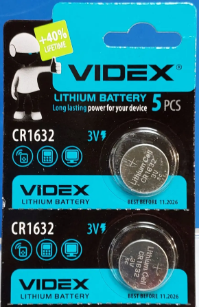Батарейка CR1632 3V Videx, 5 шт для іграшок та електроніки Київ