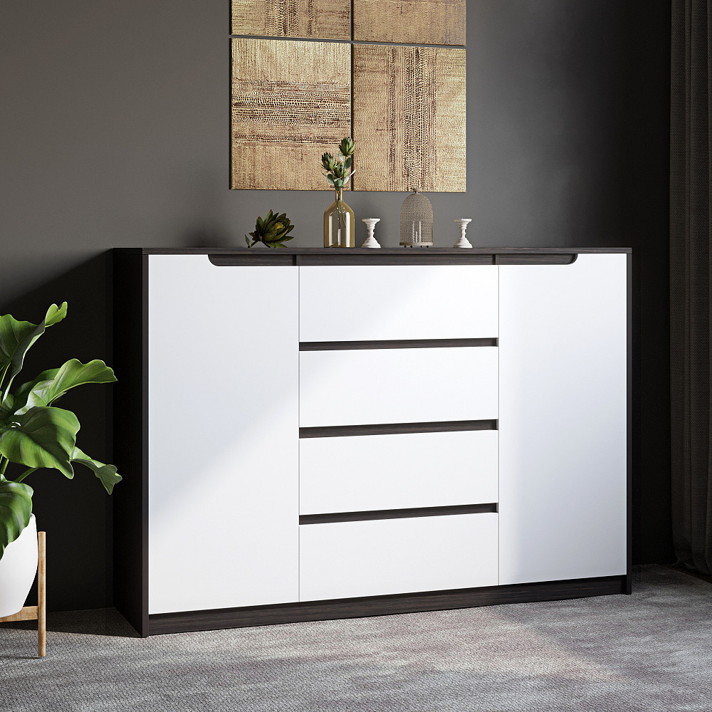 Великий комод для дому Еверест Мікс-3 (телескопи) 140х38х97 венге + білий (DTM-2006) Львів - фото 1