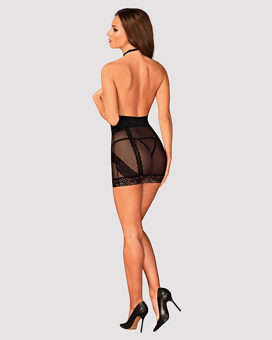 Сорочка з відкритими грудьми, стрінги Obsessive Lacrisia чорний, XS/S Sex Aura Київ - фото 6