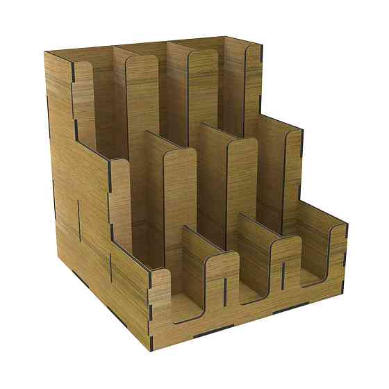 Органайзер EKOSTAR дерев'яний темний горіх для склянок 320х320х305 Київ