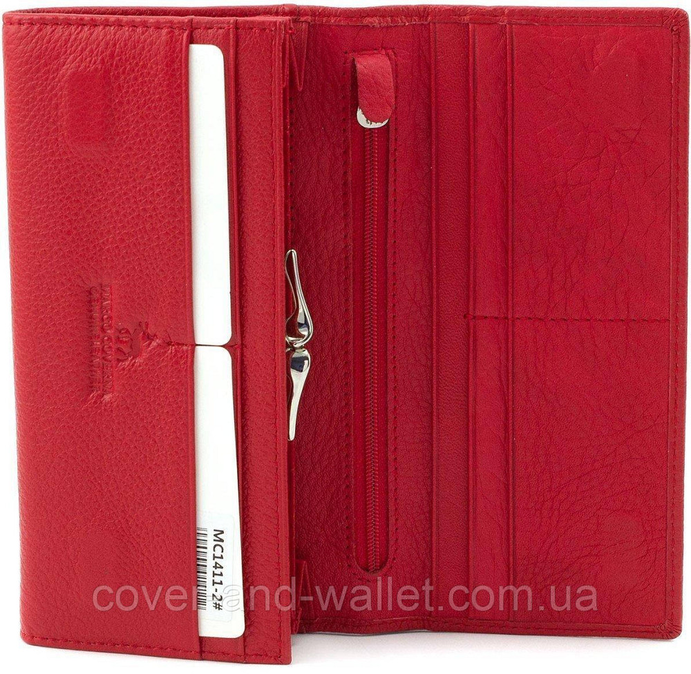 Качественный женский кожаный кошелек на магнитах Marco Coverna Красный Киев - изображение 4