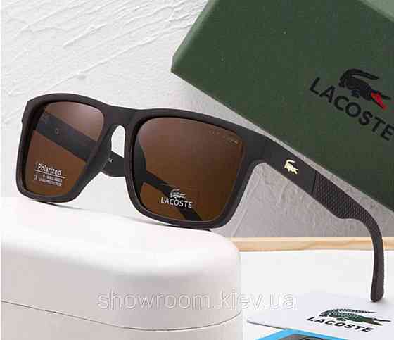 Брендові чоловічі окуляри від сонця Lacoste з поляризацією (69044) коричневі Київ
