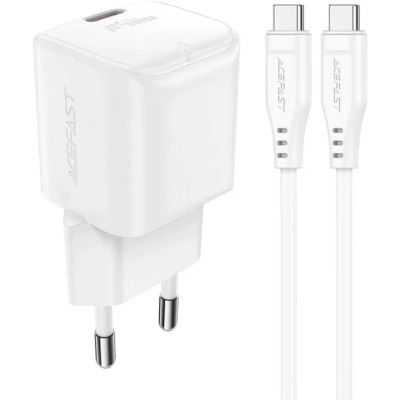 Зарядное устройство Acefast USB-C 20W Gan A73 mini + USB-C cable Fast Charger White (6974316282655) Винница - изображение 1