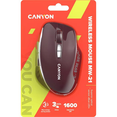 Мишка Canyon MW-21 Wireless Blue LED Burgundy (CNS-CMSW21BR) Вінниця - фото 6
