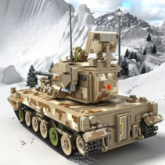 Конструктор детский игровой.Зенитная установка танк военный  1270 детали, хаки Каменец-Подольский
